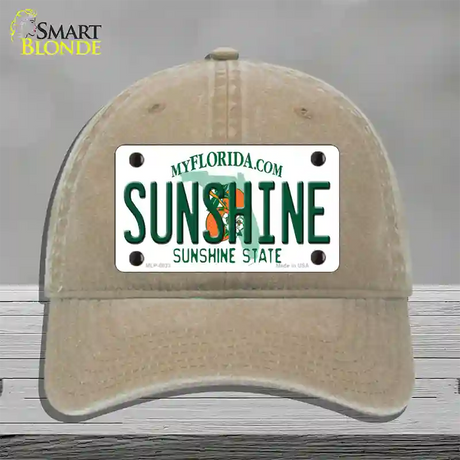 Sunshine Florida Novelty License Plate Hat Unconstructed Cotton / Khaki