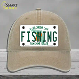 Fishing Florida Novelty License Plate Hat Unconstructed Cotton / Khaki