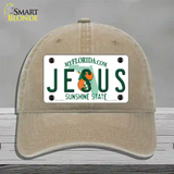 Jesus Florida Novelty License Plate Hat Unconstructed Cotton / Khaki