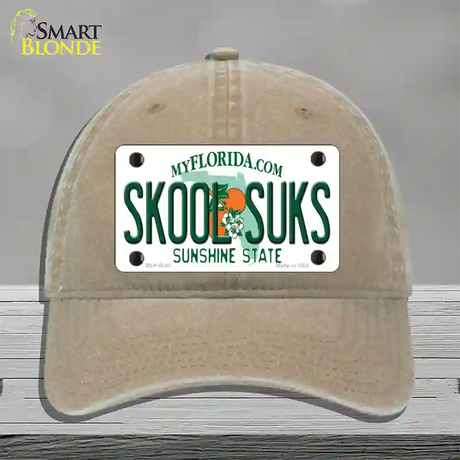 Skool Suks Florida Novelty License Plate Hat Unconstructed Cotton / Khaki