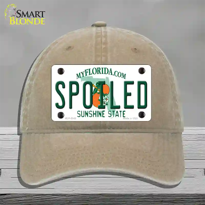 Spoiled Florida Novelty License Plate Hat Unconstructed Cotton / Khaki