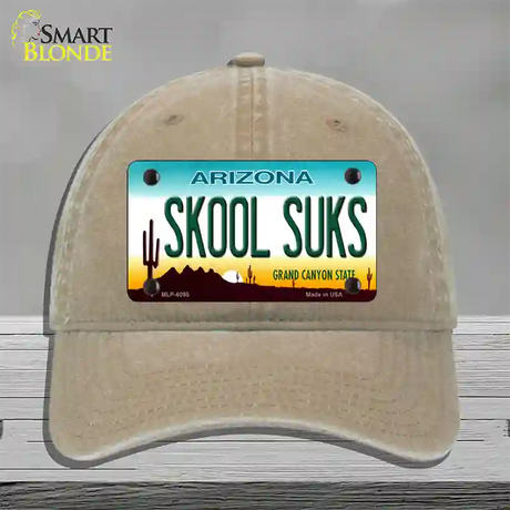 Arizona Skool Suks Novelty License Plate Hat Unconstructed Cotton / Khaki