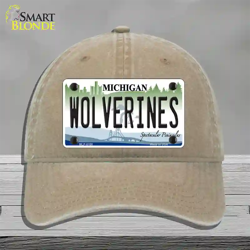 Michigan Wolverines Novelty License Plate Hat Unconstructed Cotton / Khaki