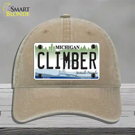 Climber Michigan Novelty License Plate Hat Unconstructed Cotton / Khaki