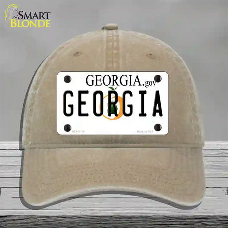 Georgia Novelty License Plate Hat Unconstructed Cotton / Khaki