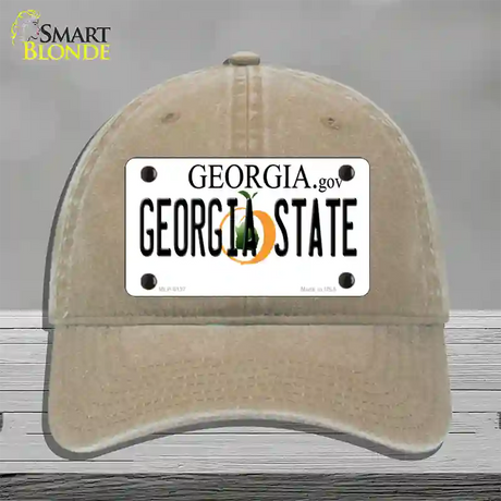 Georgia State Novelty License Plate Hat Unconstructed Cotton / Khaki