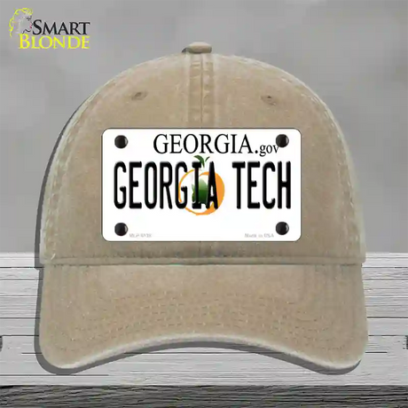 Georgia Tech Novelty License Plate Hat Unconstructed Cotton / Khaki