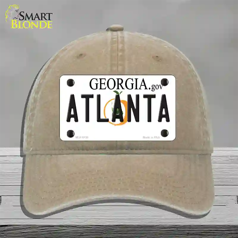 Atlanta Georgia Novelty License Plate Hat Unconstructed Cotton / Khaki