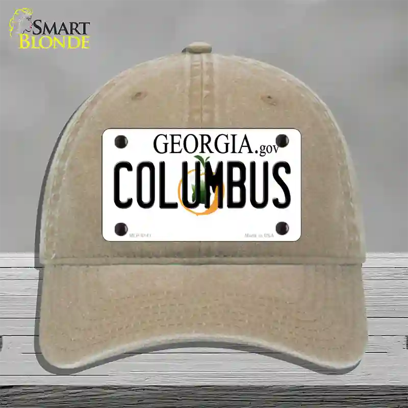 Columbus Georgia Novelty License Plate Hat Unconstructed Cotton / Khaki