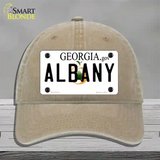 Albany Georgia Novelty License Plate Hat Unconstructed Cotton / Khaki