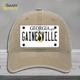 Gainesville Georgia Novelty License Plate Hat Unconstructed Cotton / Khaki