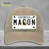 Macon Georgia Novelty License Plate Hat Unconstructed Cotton / Khaki