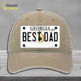 Best Dad Georgia Novelty License Plate Hat Unconstructed Cotton / Khaki