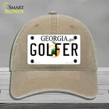 Golfer Georgia Novelty License Plate Hat Unconstructed Cotton / Khaki