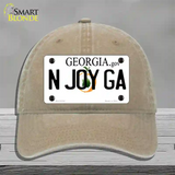 N Joy Ga Georgia Novelty License Plate Hat Unconstructed Cotton / Khaki