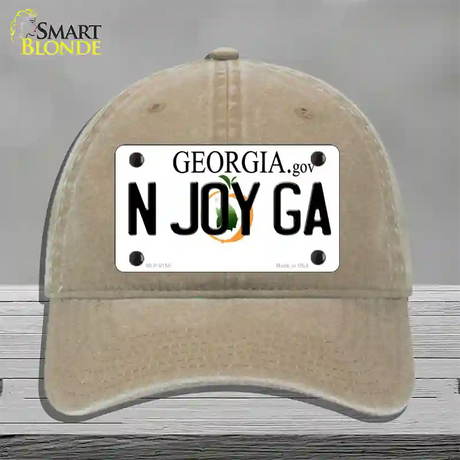 N Joy Ga Georgia Novelty License Plate Hat Unconstructed Cotton / Khaki