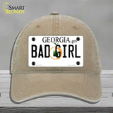 Bad Girl Georgia Novelty License Plate Hat Unconstructed Cotton / Khaki