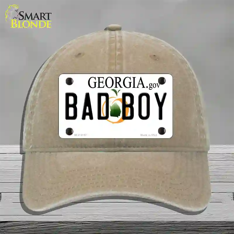 Bad Boy Georgia Novelty License Plate Hat Unconstructed Cotton / Khaki