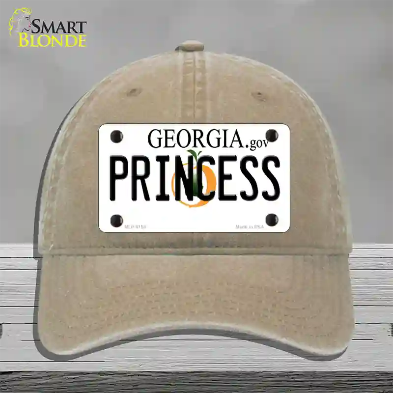 Princess Georgia Novelty License Plate Hat Unconstructed Cotton / Khaki