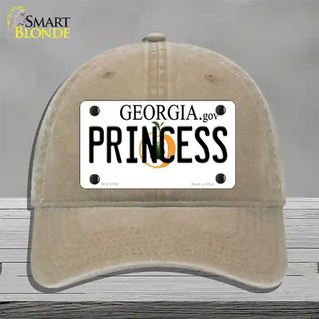 Princess Georgia Novelty License Plate Hat Unconstructed Cotton / Khaki