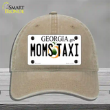 Moms Taxi Georgia Novelty License Plate Hat Unconstructed Cotton / Khaki