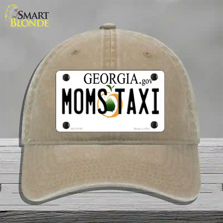 Moms Taxi Georgia Novelty License Plate Hat Unconstructed Cotton / Khaki