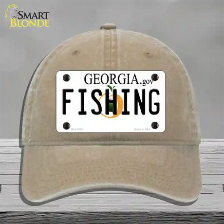 Fishing Georgia Novelty License Plate Hat Unconstructed Cotton / Khaki