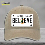 Believe Georgia Novelty License Plate Hat Unconstructed Cotton / Khaki