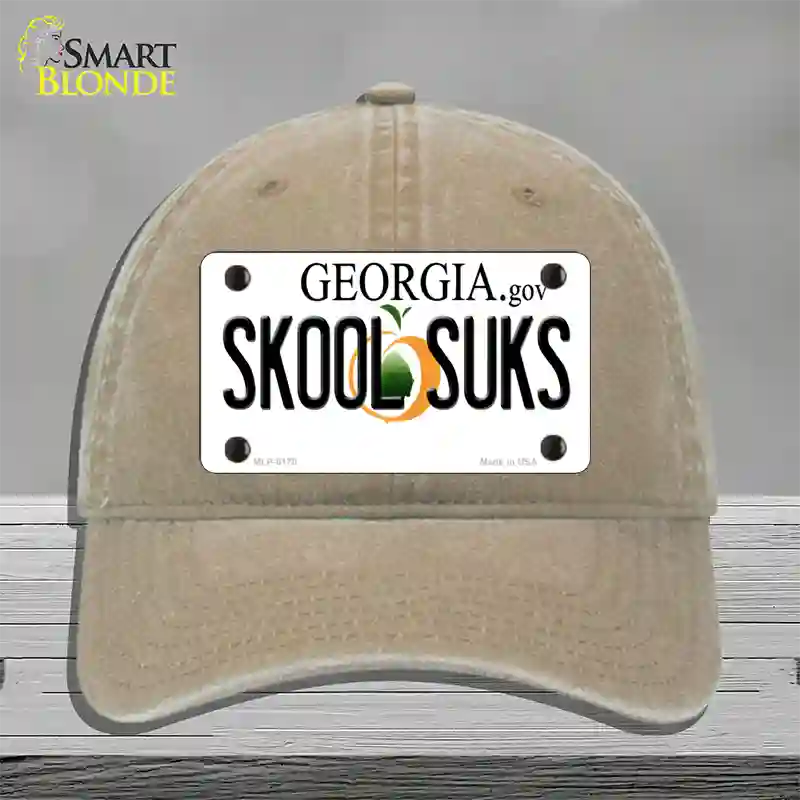 Skool Suks Georgia Novelty License Plate Hat Unconstructed Cotton / Khaki