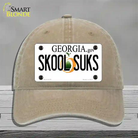 Skool Suks Georgia Novelty License Plate Hat Unconstructed Cotton / Khaki