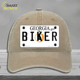 Biker Georgia Novelty License Plate Hat Unconstructed Cotton / Khaki