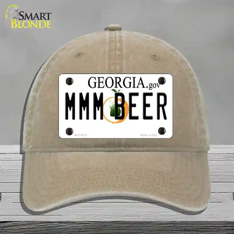 MMM Beer Georgia Novelty License Plate Hat Unconstructed Cotton / Khaki