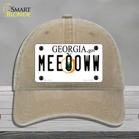 Meeooww Georgia Novelty License Plate Hat Unconstructed Cotton / Khaki