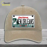 New Orleans Louisiana Novelty License Plate Hat Unconstructed Cotton / Khaki