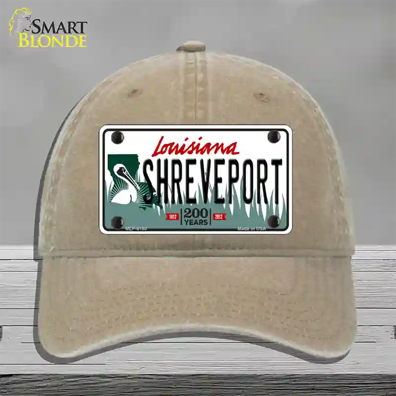 Shreveport Louisiana Novelty License Plate Hat Unconstructed Cotton / Khaki