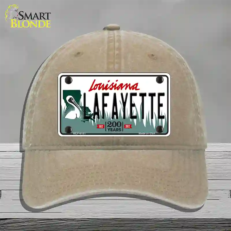 Lafayette Louisiana Novelty License Plate Hat Unconstructed Cotton / Khaki