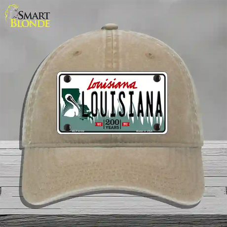 Louisiana Novelty License Plate Hat Unconstructed Cotton / Khaki