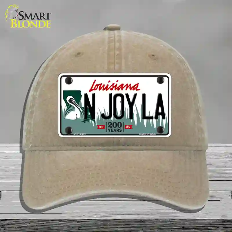 N Joy La Louisiana Novelty License Plate Hat Unconstructed Cotton / Khaki