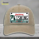 Fishing Louisiana Novelty License Plate Hat Unconstructed Cotton / Khaki