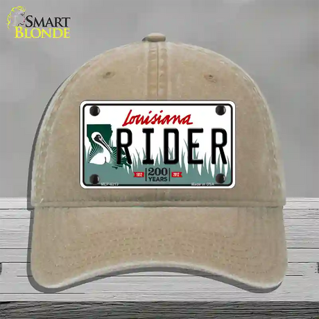 Rider Louisiana Novelty License Plate Hat Unconstructed Cotton / Khaki