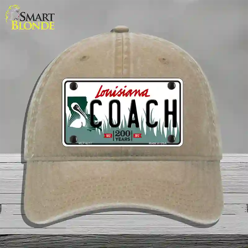 Coach Louisiana Novelty License Plate Hat Unconstructed Cotton / Khaki