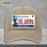 Oklahoma Novelty License Plate Hat Unconstructed Cotton / Khaki