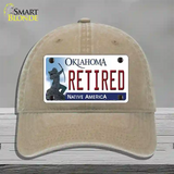 Retired Oklahoma Novelty License Plate Hat Unconstructed Cotton / Khaki