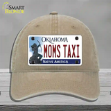 Moms Taxi Oklahoma Novelty License Plate Hat Unconstructed Cotton / Khaki