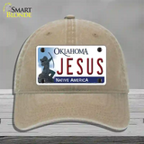 Jesus Oklahoma Novelty License Plate Hat Unconstructed Cotton / Khaki