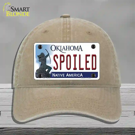 Spoiled Oklahoma Novelty License Plate Hat Unconstructed Cotton / Khaki