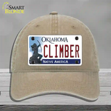 Climber Oklahoma Novelty License Plate Hat Unconstructed Cotton / Khaki