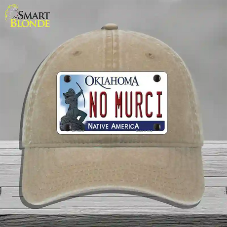 No Murci Oklahoma Novelty License Plate Hat Unconstructed Cotton / Khaki