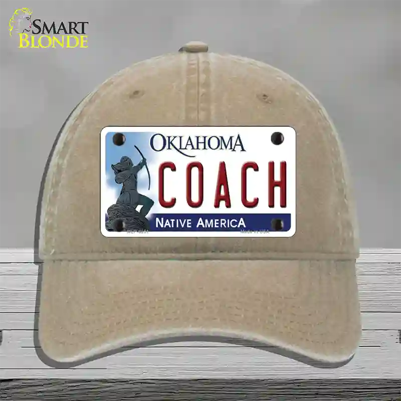 Coach Oklahoma Novelty License Plate Hat Unconstructed Cotton / Khaki