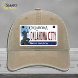 Oklahoma City Oklahoma Novelty License Plate Hat Unconstructed Cotton / Khaki